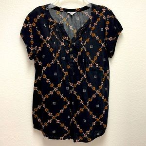 Sonoma Summer Henley Style Cap Sleeve Top Size M Cute